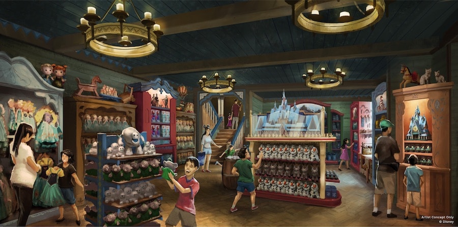Concept Art Revealed for World of Frozen Hong Kong Disneyland  Rendering of Tick Tock Toys & Collectibles coming to World of Frozen 
