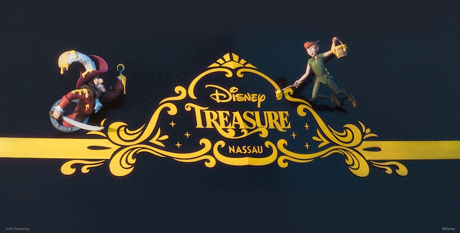 Rendering of Peter Pan and Captain Hook character sculptures coming to the Disney Treasure