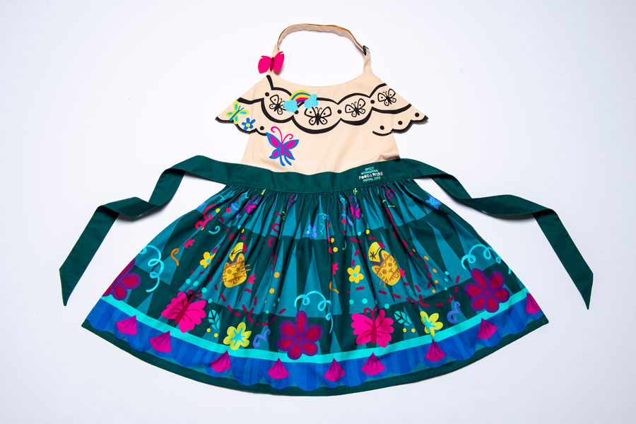 Mirabel themed Encanto apron featuring EPCOT International Food and Wine Festival logo 