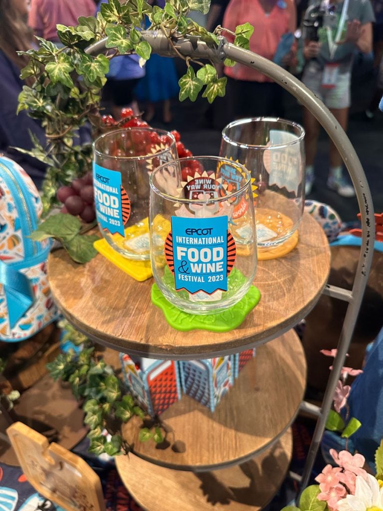 food & wine themed glass cups