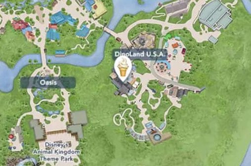 Location of Dino-Bite Snacks at Disney's Animal Kingdom Theme Park in Walt Disney World Resort