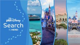 planDisney 2024 panelist search graphic featuring castles from Disneyland, Walt Disney World and Disney Cruise Line ship in distance