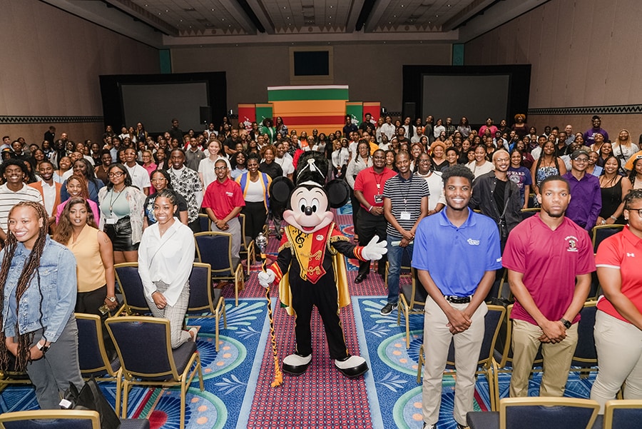 Drum Major Mickey with the HBCU cohort