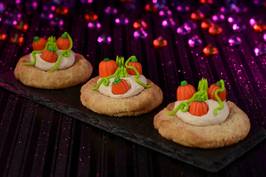 Pumpkin Patch Cookie: Pumpkin-spiced snickerdoodle topped with pumpkin-spiced buttercream and pumpkin candies