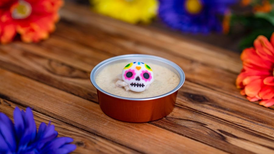 Horchata Cheesecake with sugar skull décor 