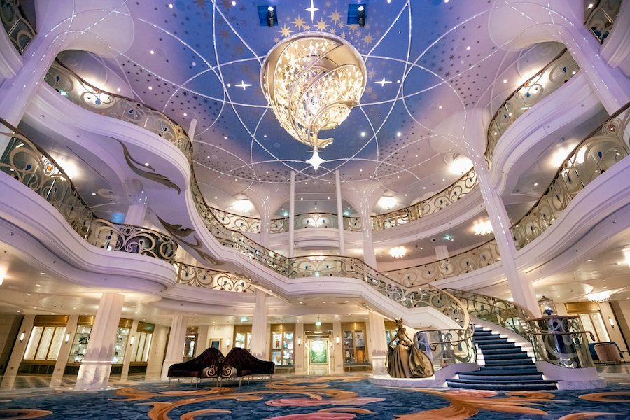 Lobby atrium of the Disney Wish