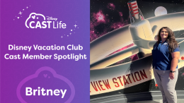 Disney Vacation Club Cast Member spotlight | Britney posing front of the Disney Vacation Club Star View Station