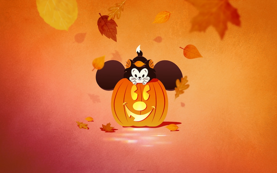3 New Disney-Themed Fall Backgrounds for All Your Devices  Mickey Pumpkin and Figaro Disney Wallpaper 