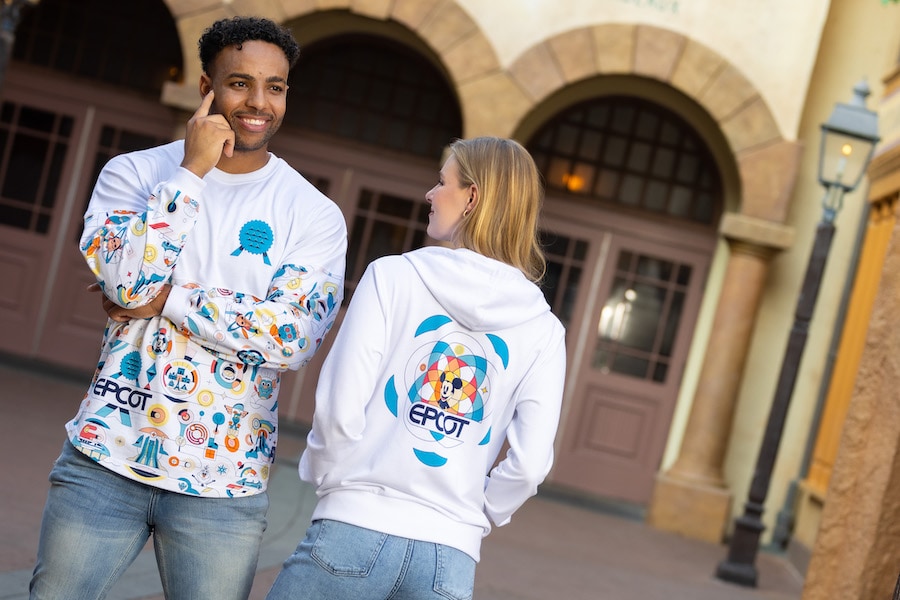 EPCOT Reimagined Zip Hoodie, featuring the EPCOT logo