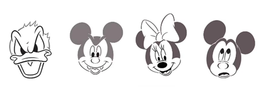 Mickey Mouse, Minnie Mouse and Donald Duck Disney Pumpkin Carving Stencils