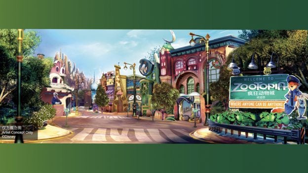 Zootopia land concept rendering. Shanghai Disney Resort Reveals Attraction Details, Dining Experiences and More for Zootopia, a New Themed Land
