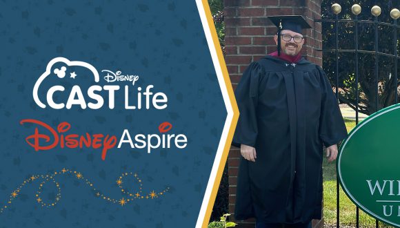 Disney Cast Life | Disney Aspire | Brett standing in front of university gates