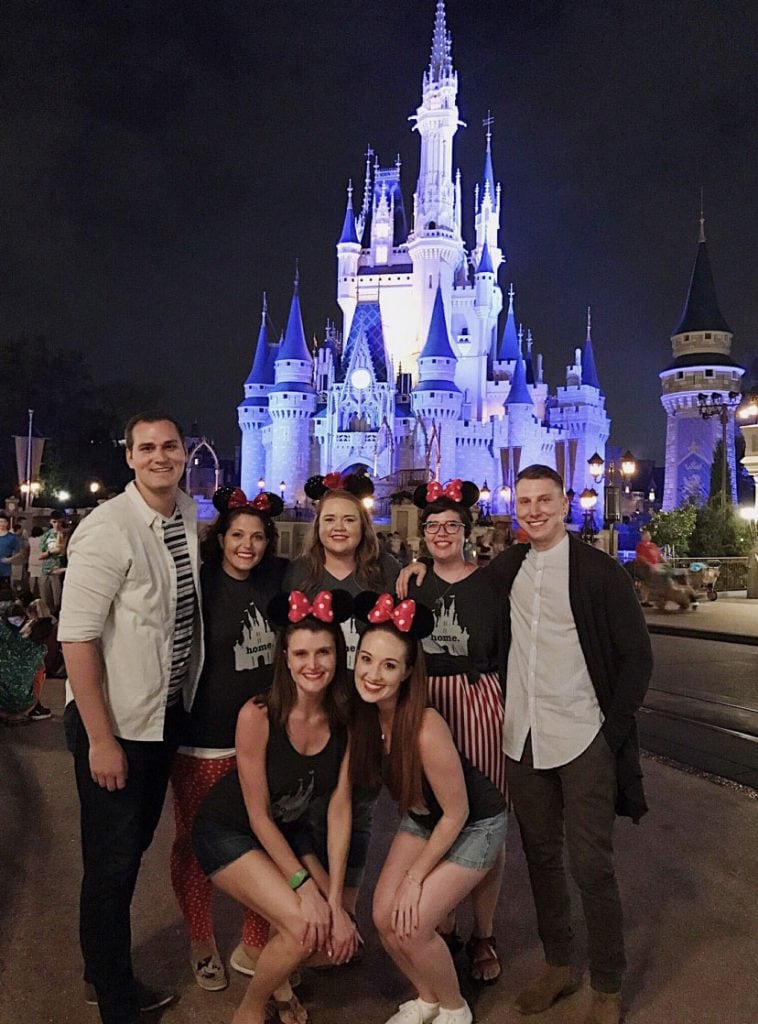 Group of Disney College Program friends at Cinderella Castle