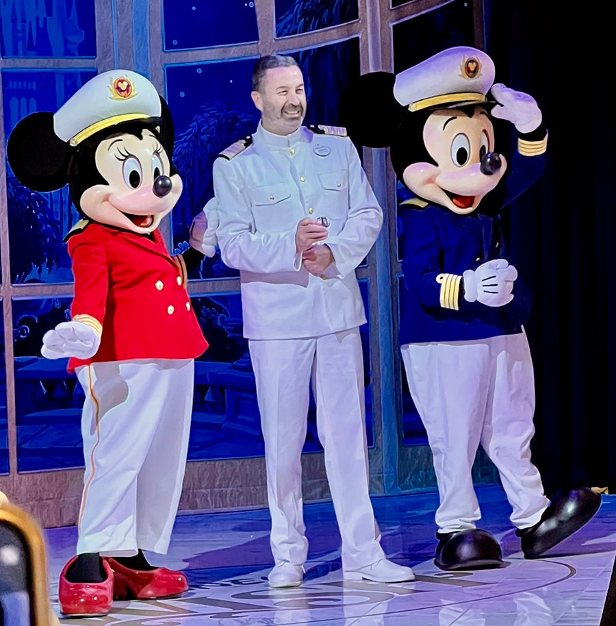 Cruise Director with Minnie and Mickey Mouse