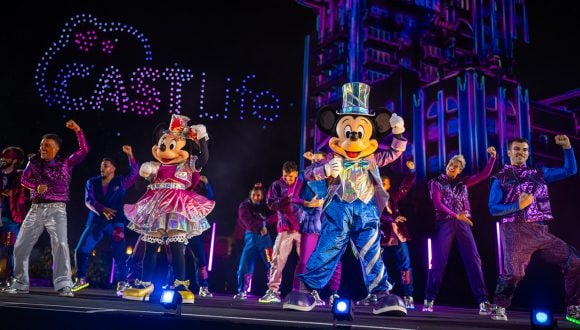 Disney Cast Life drone show with characters and dancers