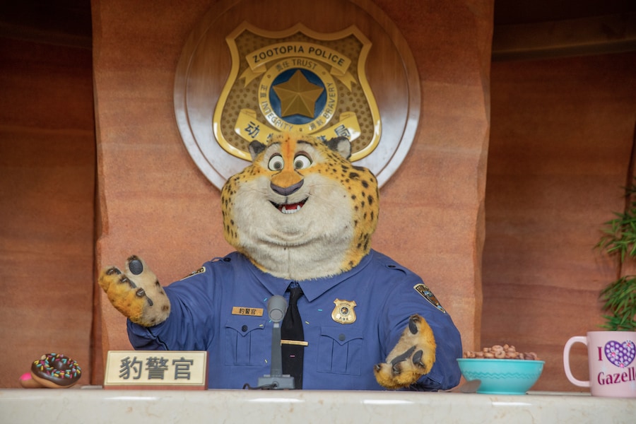 Officer Clawhauser inside New ride Zootopia: Hot Pursuit coming to Zootopia, opening Dec. 20, 2023 at Shanghai Disney Resort