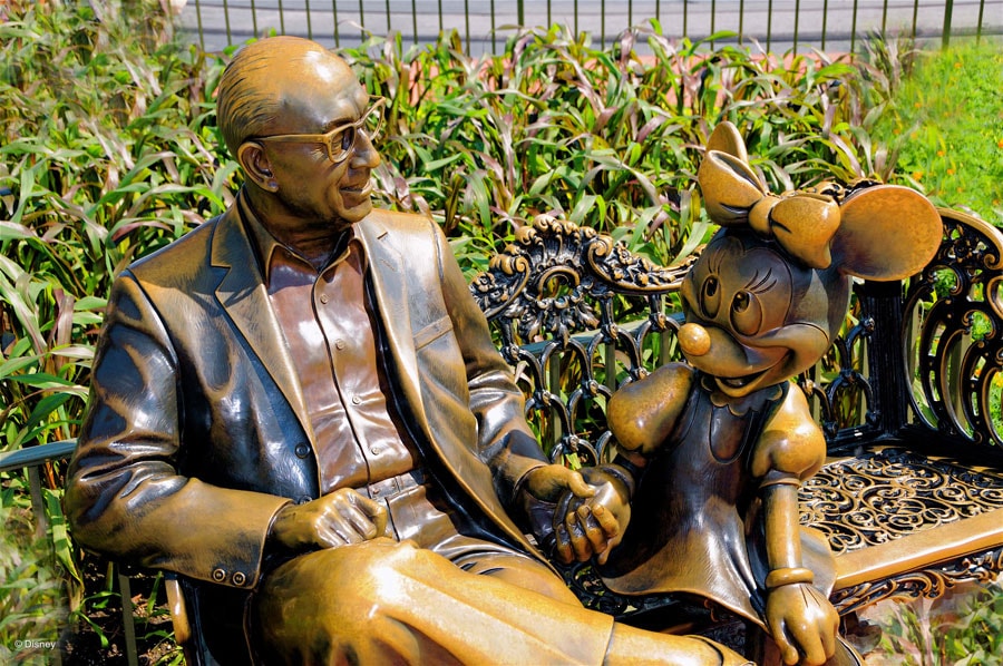 Walt Disney and Minnie Mouse Statue sitting down