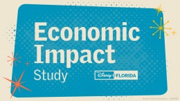 Graphic with Economic Impact Study Seen in Text and Disney in Florida Logo