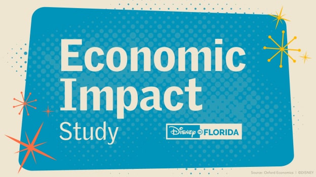 Graphic with Economic Impact Study Seen in Text and Disney in Florida Logo