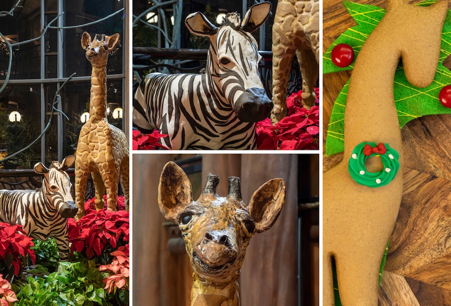 Gingerbread zebra and giraffe display at Disney’s Animal Kingdom Lodge 2023