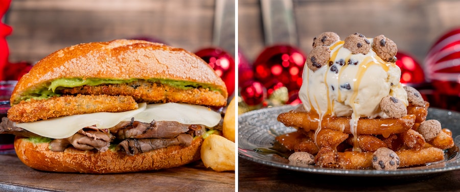 Hollywood Beef Dip and Milk and Cookies Funnel Cake Fries for the holidays at Disneyland Resort