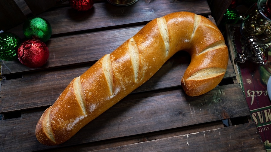 Plant-based Candy Cane Sourdough Bread for the holidays at Disneyland Resort