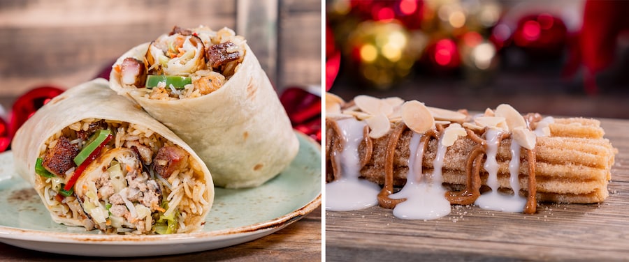 Filipino Feast Burrito and Almond Churro for the holidays at Disneyland Resort