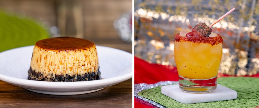 Chocolate Cake Flan and Mango Candy Cocktail