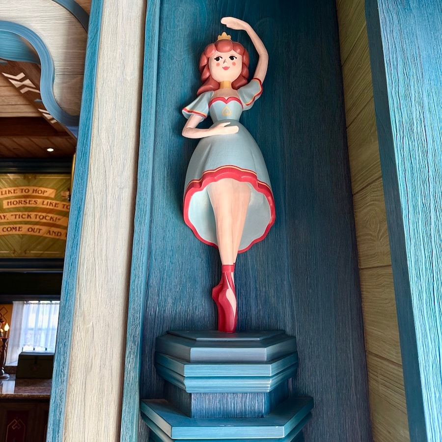 Ballerina statue inside Tick Tock Toys & Collectibles in World of Frozen at hong Kong Disneyland