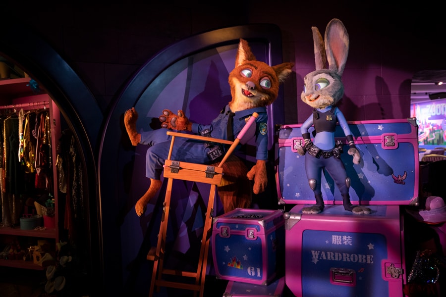 Officers Judy Hopps and Nick Wilde in  the new ride Zootopia: Hot Pursuit coming to Zootopia at Shanghai Disney Resort, opening on Dec. 20, 2023 