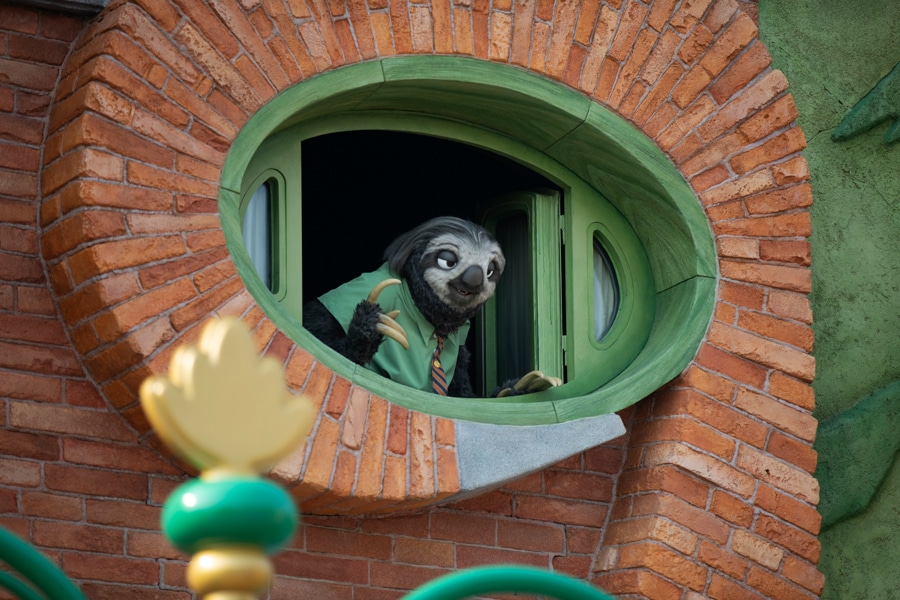 Flash the sloth can be spotted in the Zootopia Park Apartments when Zootopia opens at Shanghai Disney Resort on Dec. 20, 2023 