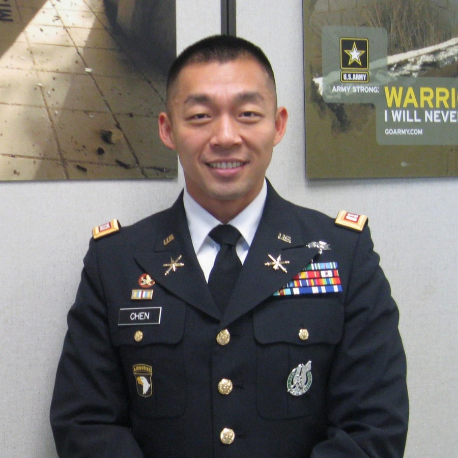 Army Veteran in full uniform