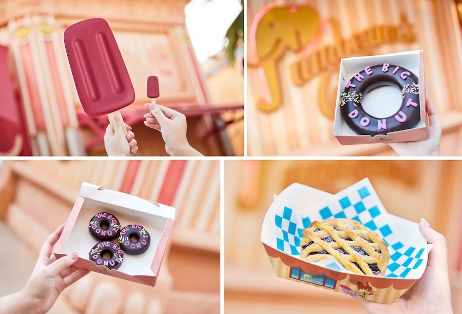 Chocolate Marshmallow & Mini Chocolate Bar, The Big Donut, The Mini Big Donut and Disney Zootopia Blueberry Pie from Jumbeaux‘s Cafe when Zootopia opens at Shanghai Disney Resort Dec. 20, 2023