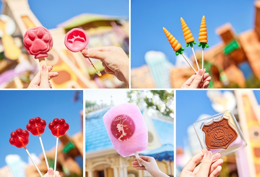 Disney Zootopia Pawpsicle with Disney Zootopia Pawpsicle Ice Mol, Carrot-Shaped Lollipop, Disney Zootopia Pawpsicle Lollipop, Gazelle Cotton Candy and Disney Zootopia Police Officer Badge Chocolate Bar from Zootopia Market when Zootopia opens at Shanghai Disney Resort Dec. 20, 2023