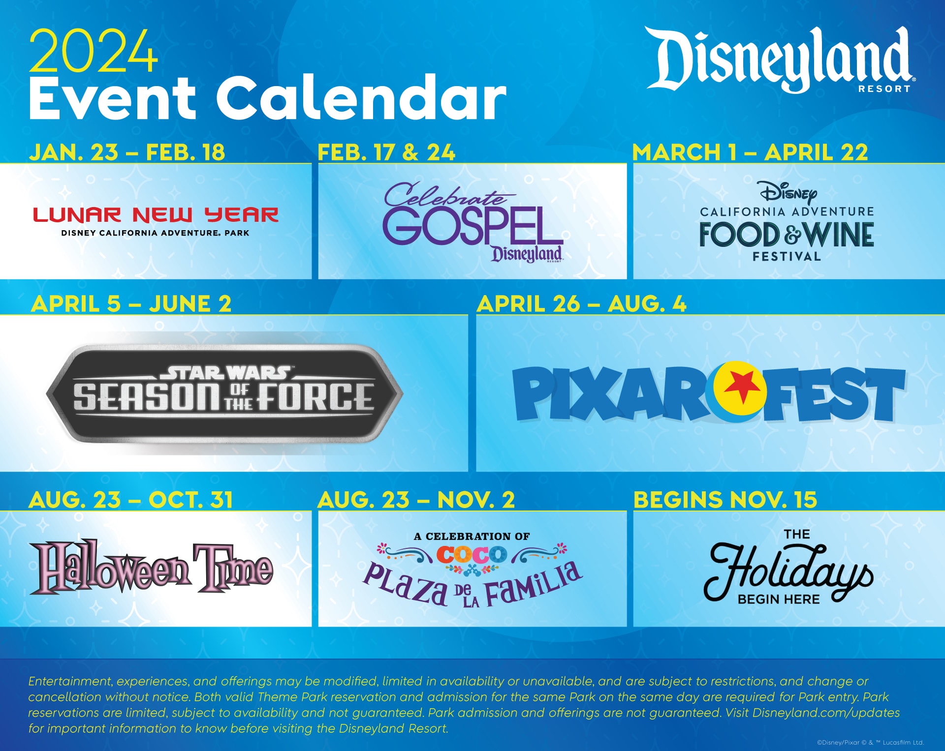 Disneyland Resort 2024 Event Calendar 