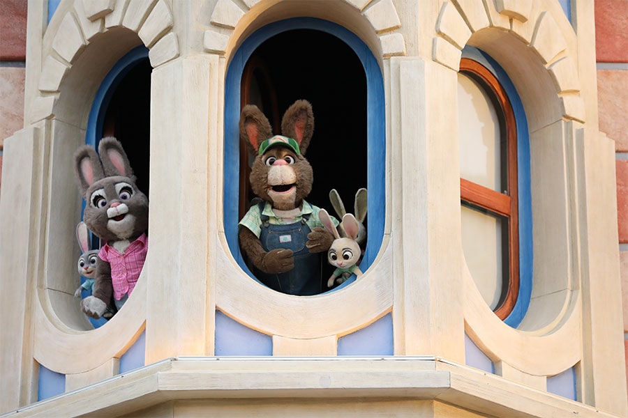 The Hopps family seen in “Disney Zootopia Comes Alive” in Zootopia, now open at Shanghai Disney Resort
