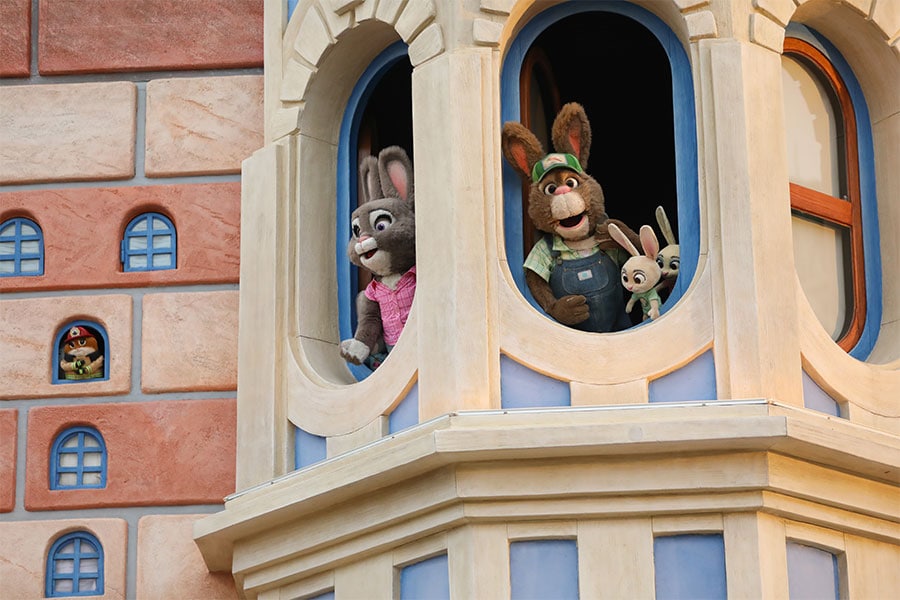The Hopps family seen in “Disney Zootopia Comes Alive” in Zootopia, now open at Shanghai Disney Resort