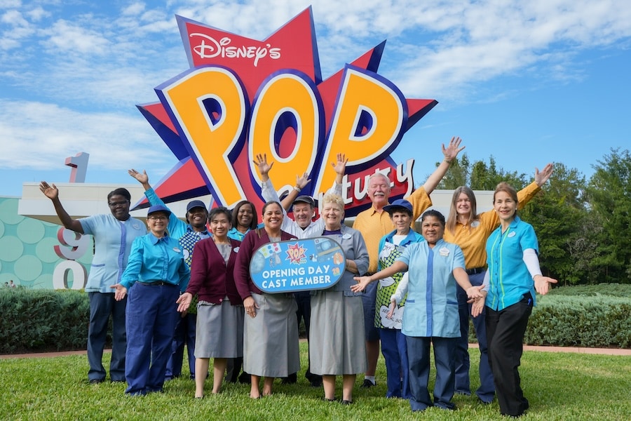 Some of the 20 cast members that have worked at Disney's Pop Century Resort at Walt Disney World since it's opening day in 2003