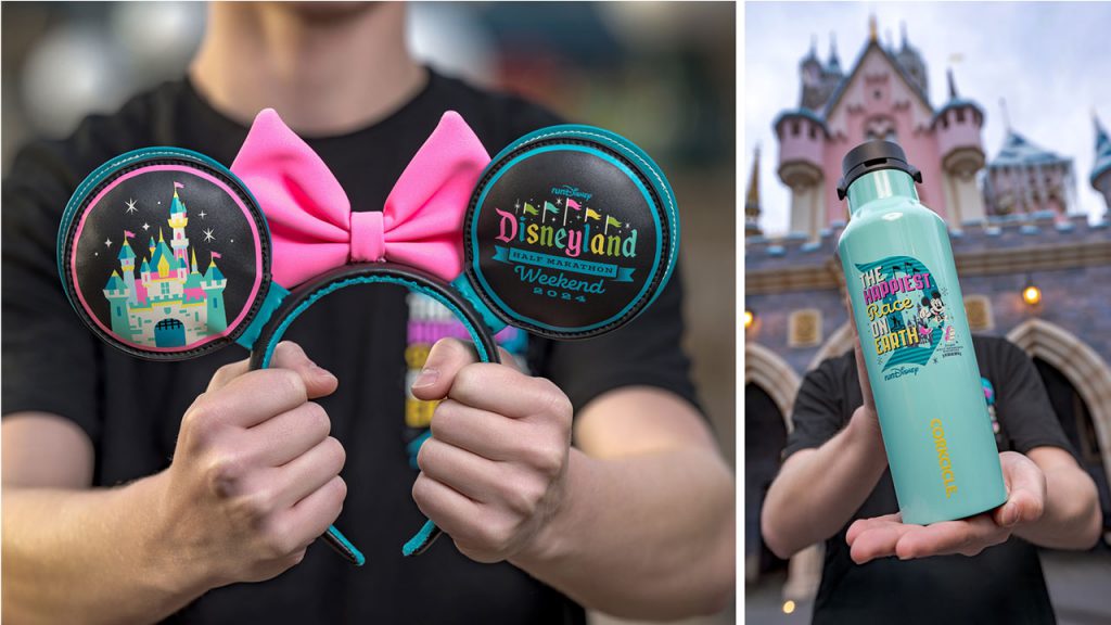 2024 Disneyland Half Marathon Weekend presented by Honda ear headband and water bottle