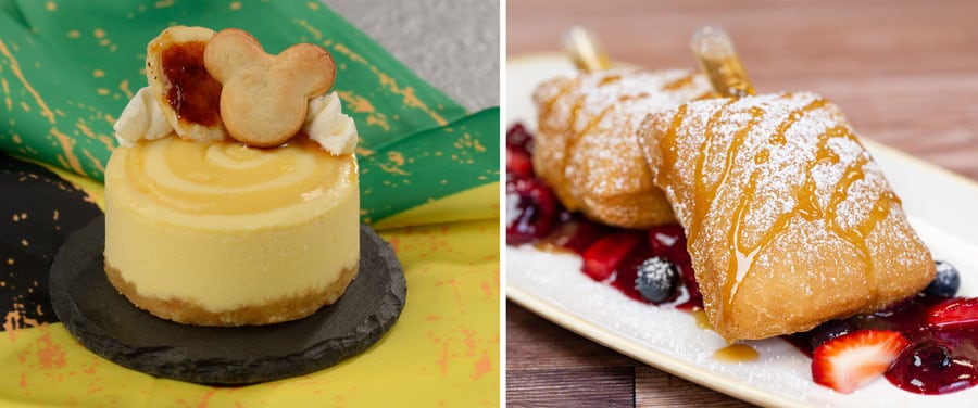 collage of Banana Pudding Cheesecake and Berry Beignet