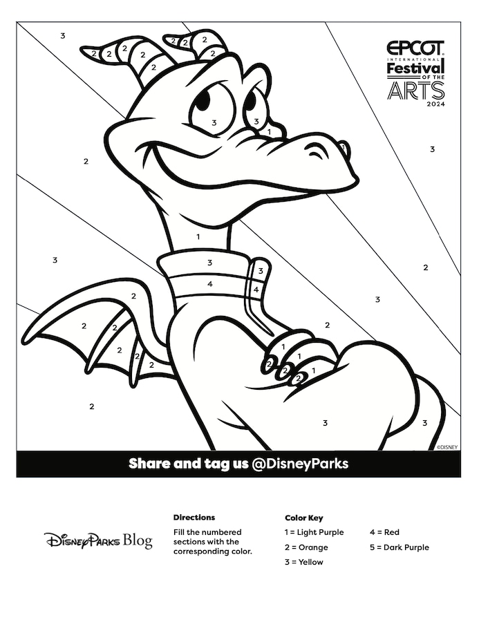 EPCOT Festival of the Arts Paint by Numbers at Home Download with Figment