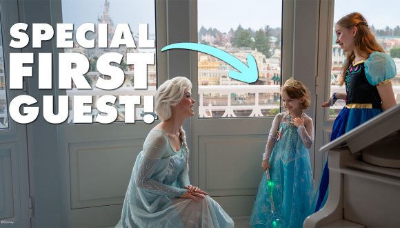 5-year-old Make-A-Wish kid with Elsa at Disneyland Hotel at Disneyland Paris