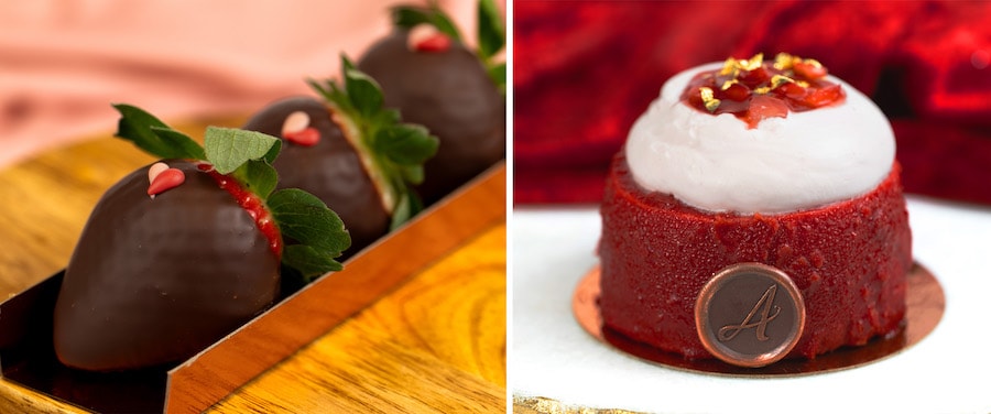Amorette's Patisserie (Available Feb. 1 through 17; mobile order available): Chocolate-covered Strawberries and Strawberry Cheesecake 