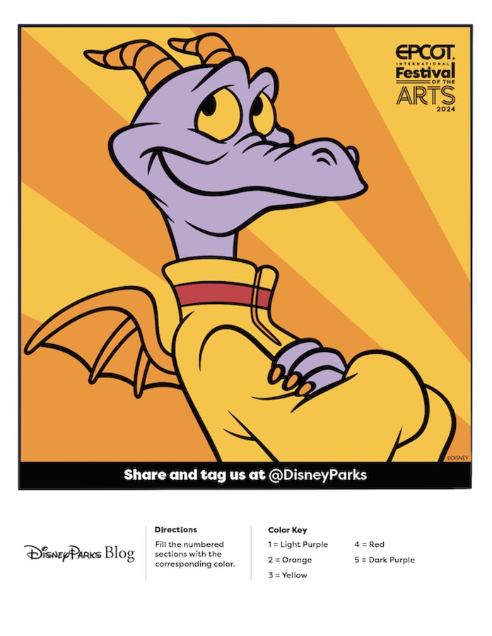 EPCOT Festival of the Arts Paint by Numbers at Home Download with Figment