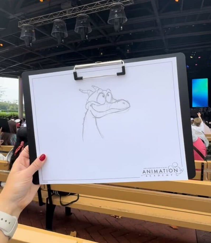 Image of final Figment drawing by guest during Animation Academy complimentary course at America Gardens Theatre