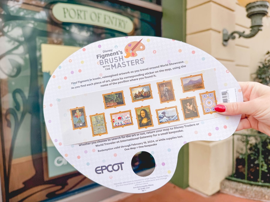 Image of back answer key stickers for Figment scavenger hunt at 2024 EPCOT International Festival of the Arts 