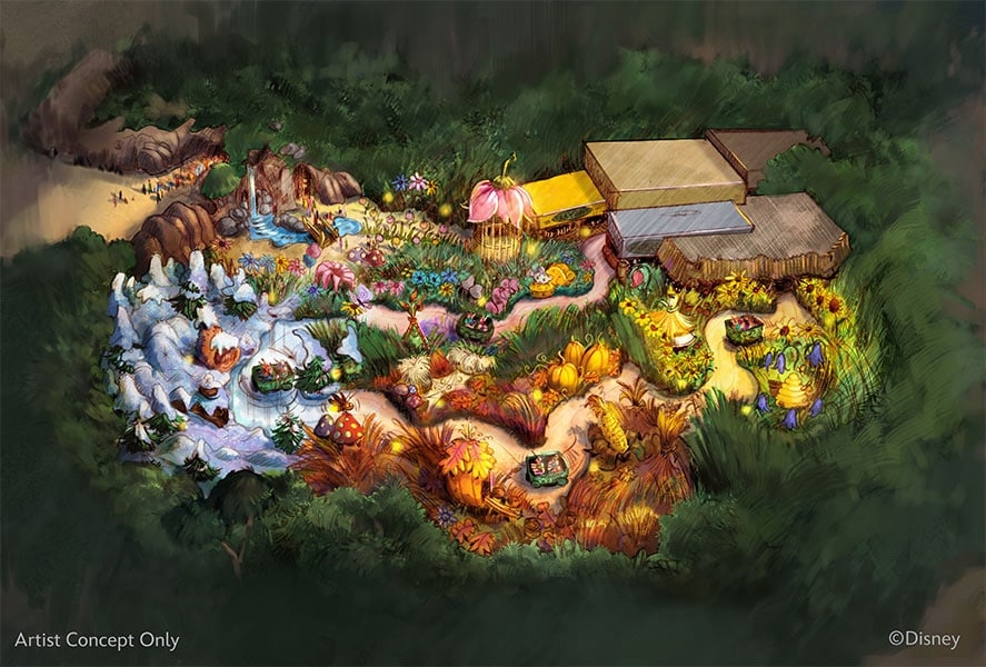 Rendering of Fairy Tinker Bell’s Busy Buggies coming to Fantasy Springs opening on June 6, 2024 at Tokyo DisneySea 