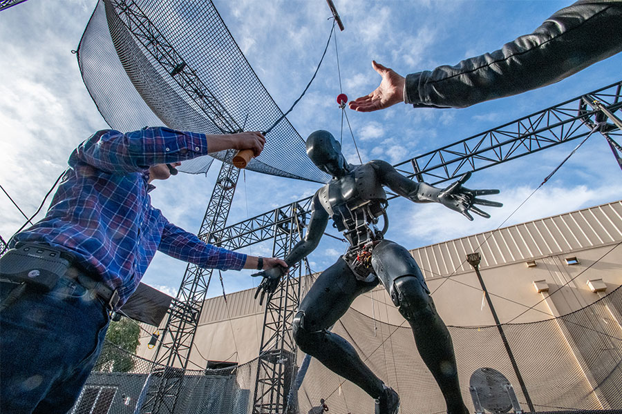 Walt Disney Imagineers with the Spider-Man Stuntronic