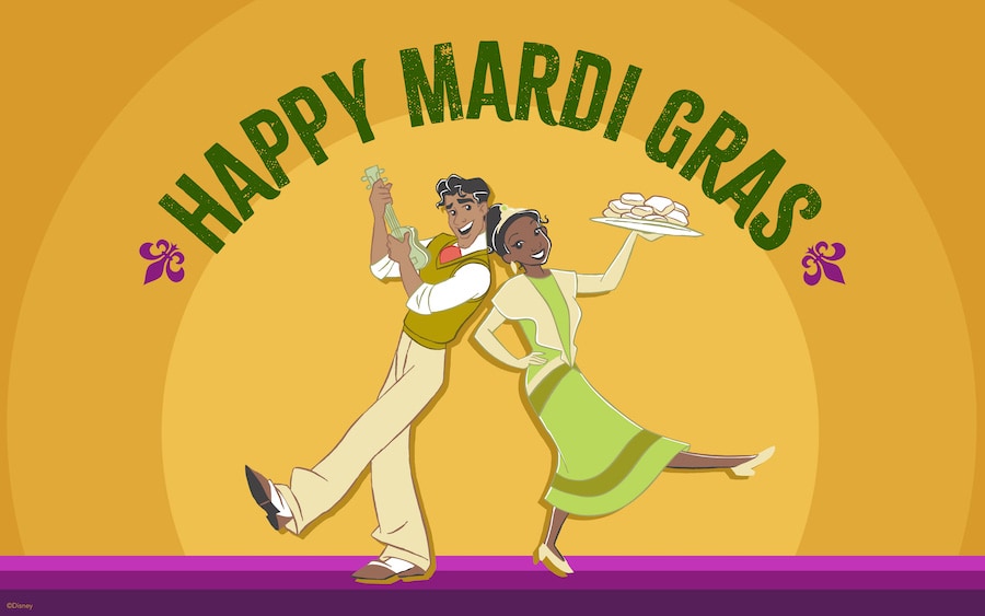 New Disney Wallpapers for Mardi Gras 2024 with Princess Tiana and Naveen from Walt Disney Animation Studios’ “The Princess and the Frog” 
