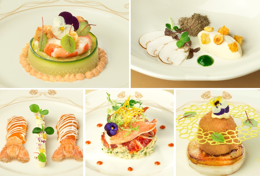 Images of food at Disneyland Hotel at Disneyland Paris Resort in the La Table de Lumière restaurant